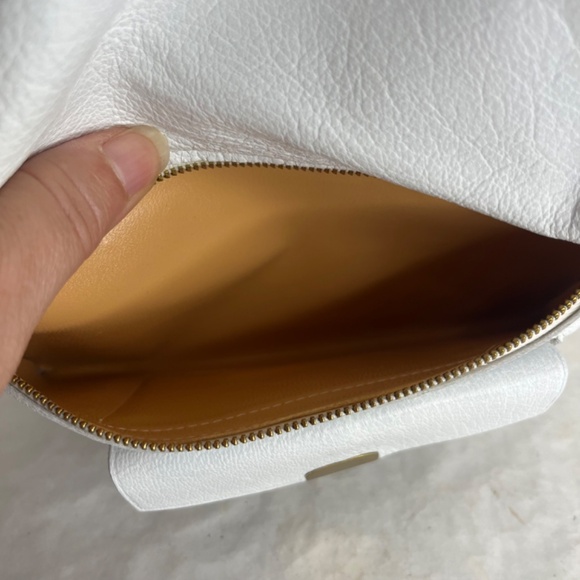 1960s Vintage EK Grab Large Leather Envelope Clutch Handpainted Rose - Picture 8 of 11